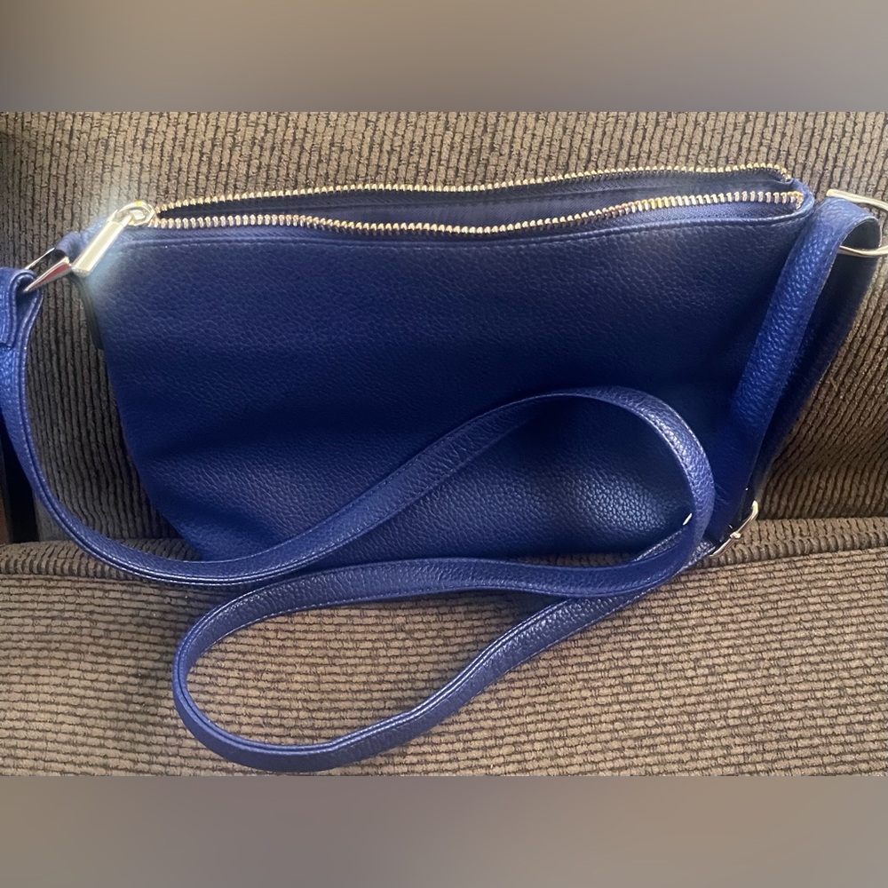 Blue Crossbody Bag - Women's Leather Shoulder Bag - Picture 3 of 4